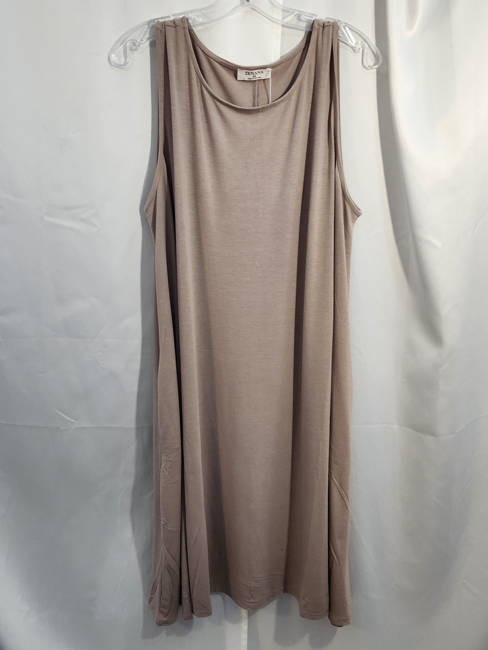 Zenana Outfitters Sleeveless Midi Dress in Taupe Blush